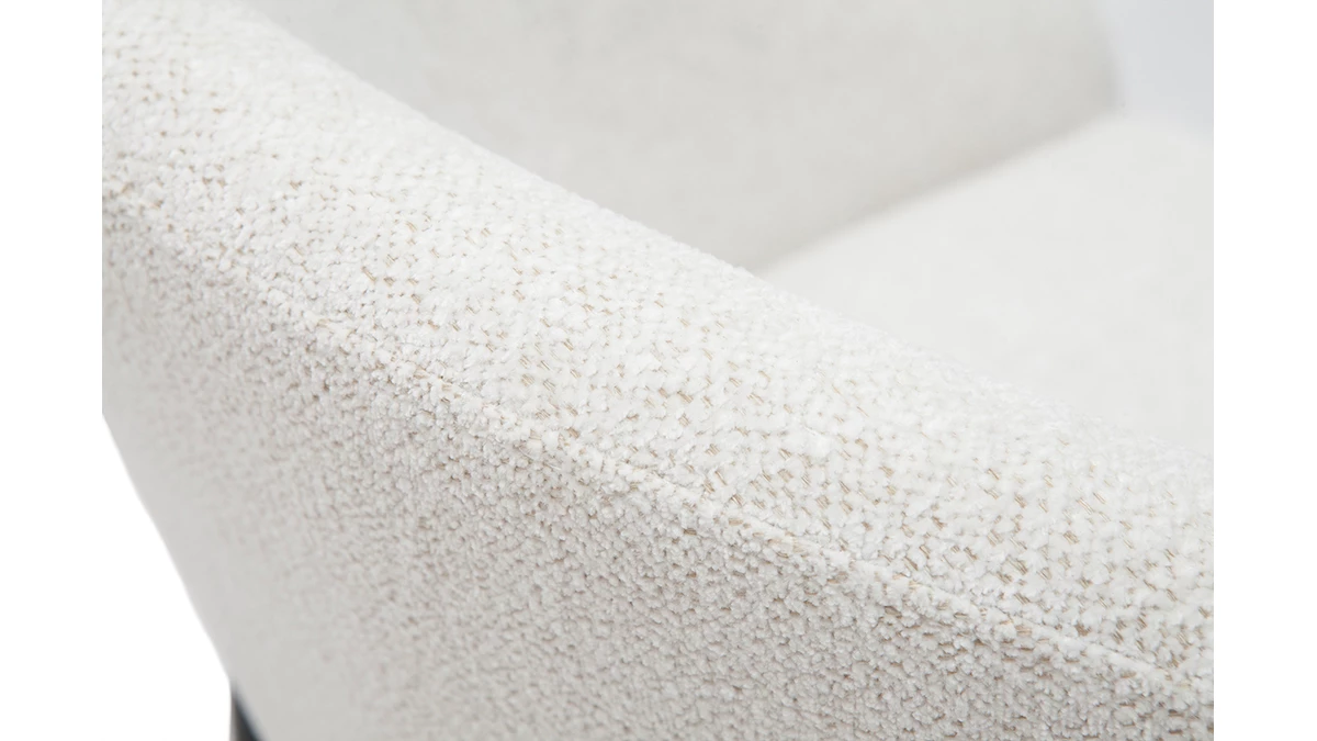 Chaise Design En Tissu Velours Chenille Blanc Cassé Et Métal Noir JENNA 7 Chaise Design En Tissu Velours Chenille Blanc Cassé Et Métal Noir JENNA – Image 5
