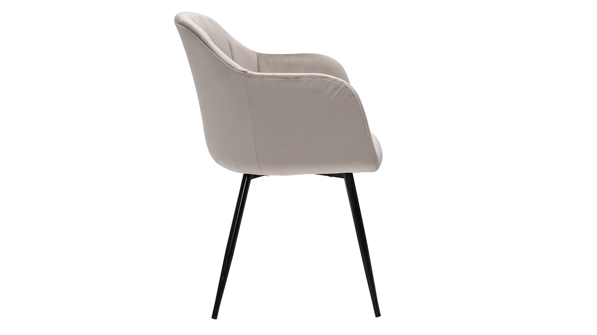 Chaise Design En Tissu Velours Taupe Et Métal Noir MILLY 5 Chaise Design En Tissu Velours Taupe Et Métal Noir MILLY – Image 3