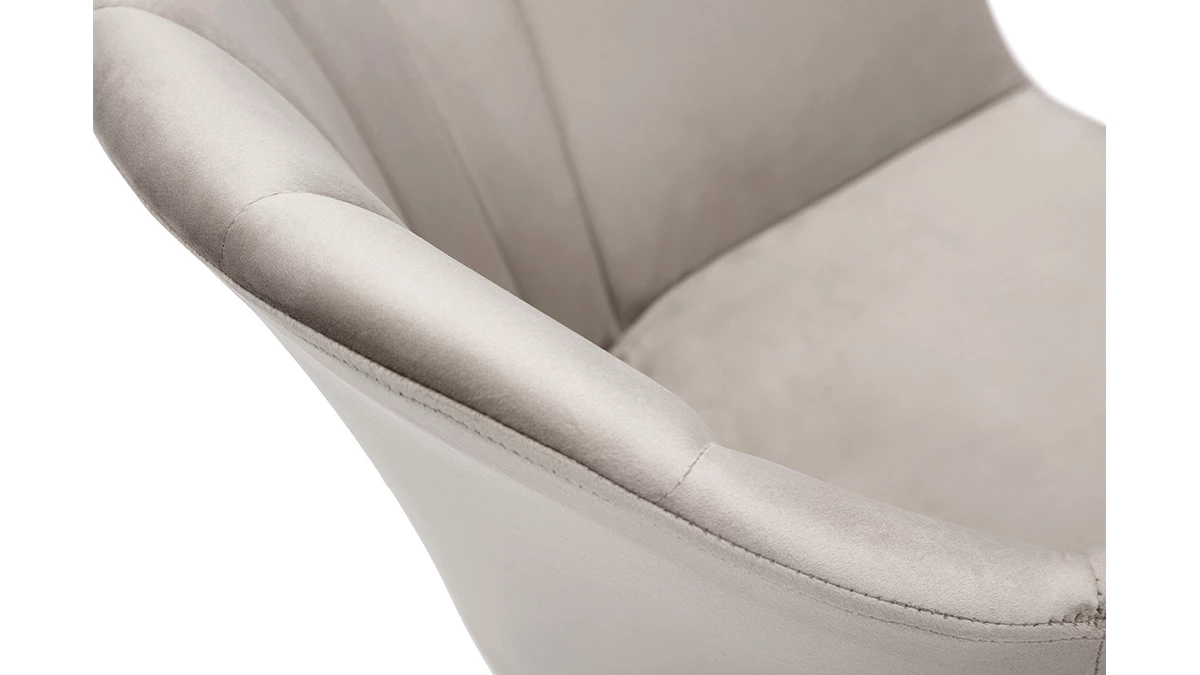 Chaise Design En Tissu Velours Taupe Et Métal Noir MILLY 7 Chaise Design En Tissu Velours Taupe Et Métal Noir MILLY – Image 5