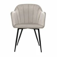 Chaise Design En Tissu Velours Taupe Et Métal Noir MILLY