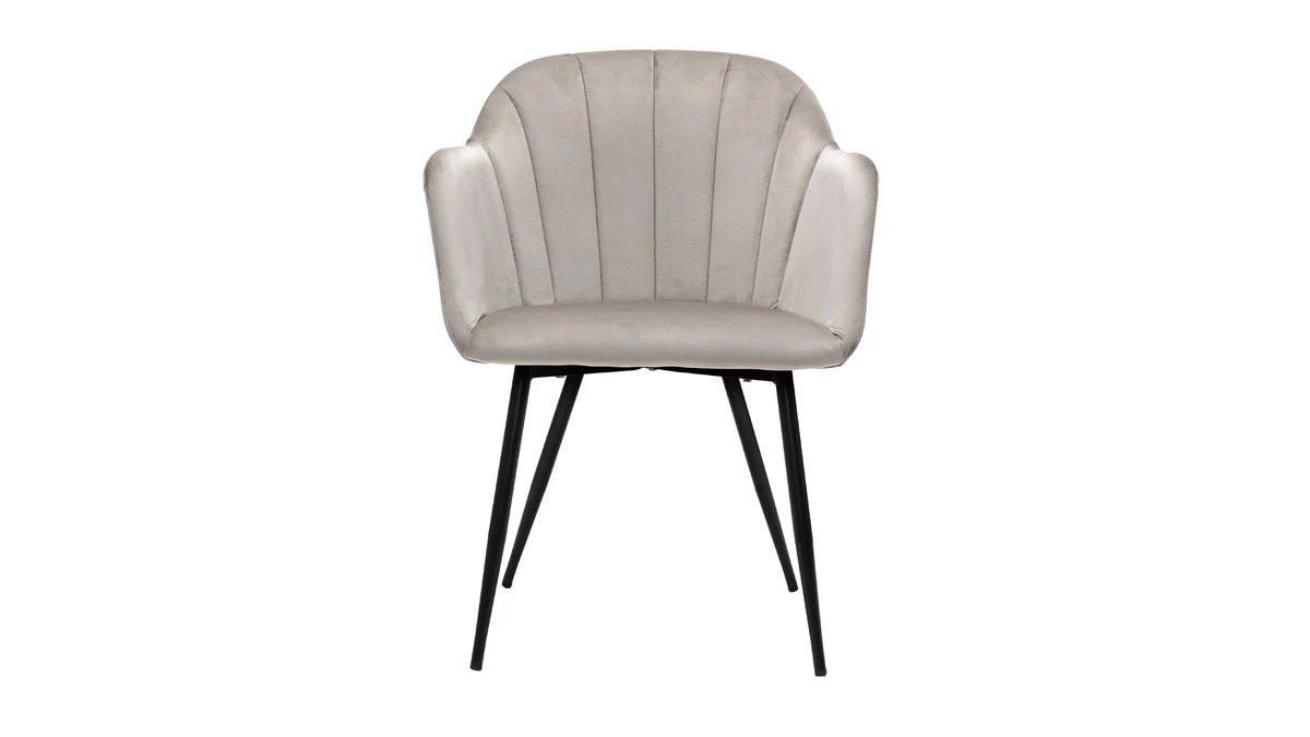 Chaise Design En Tissu Velours Taupe Et Métal Noir MILLY 3 Chaise Design En Tissu Velours Taupe Et Métal Noir MILLY