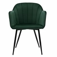 Chaise Design En Tissu Velours Vert Et Métal Noir MILLY