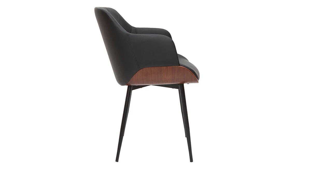 Chaise Design Noir, Bois Foncé Et Métal LUCIEN 5 Chaise Design Noir, Bois Foncé Et Métal LUCIEN – Image 3