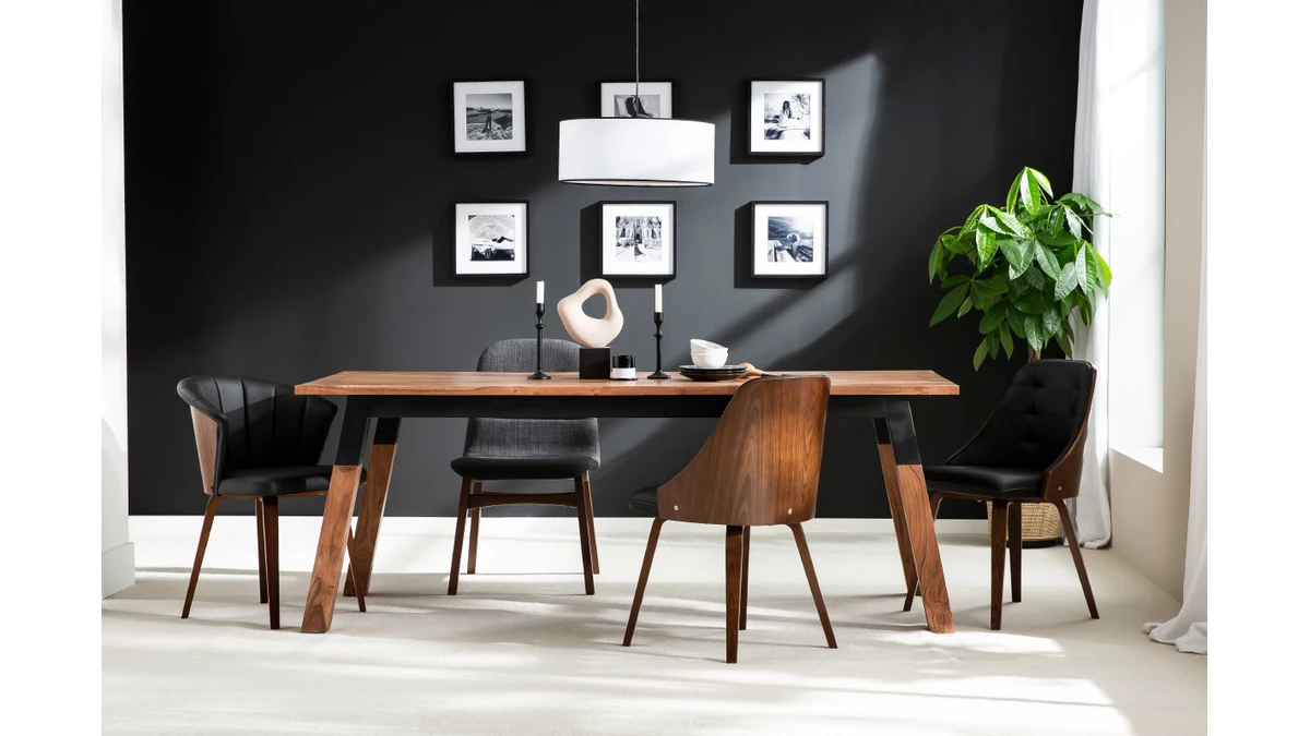 Chaise Design Noir Et Bois Foncé Noyer FLUFFY 9 Chaise Design Noir Et Bois Foncé Noyer FLUFFY – Image 7