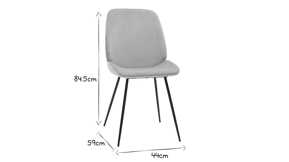 Chaise En Toissu Velours Taupe Et Métal Noir (lot De 2) KAOLY 9 Chaise En Toissu Velours Taupe Et Métal Noir (lot De 2) KAOLY – Image 7