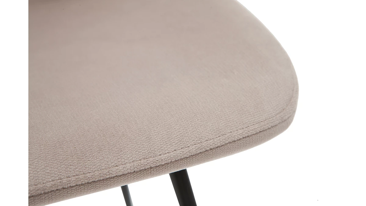 Chaise En Toissu Velours Taupe Et Métal Noir (lot De 2) KAOLY 8 Chaise En Toissu Velours Taupe Et Métal Noir (lot De 2) KAOLY – Image 6