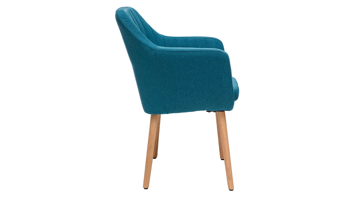 Chaise Scandinave En Tissu Bleu Canard Et Bois Clair ALEYNA 5 Chaise Scandinave En Tissu Bleu Canard Et Bois Clair ALEYNA – Image 3