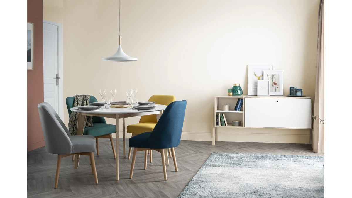 Chaise Scandinave En Tissu Bleu Canard Et Bois Clair Massif LIV 7 Chaise Scandinave En Tissu Bleu Canard Et Bois Clair Massif LIV – Image 5