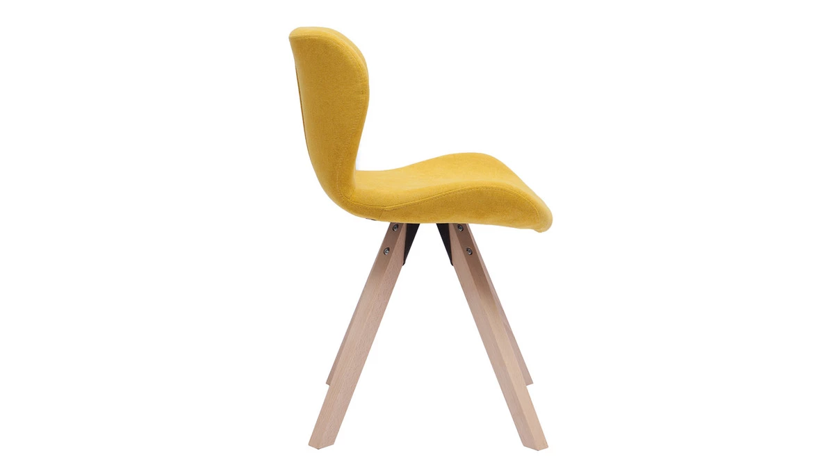 Chaise Scandinave En Tissu Effet Velours Jaune Moutarde Et Bois Clair Massif ANYA 5 Chaise Scandinave En Tissu Effet Velours Jaune Moutarde Et Bois Clair Massif ANYA – Image 3