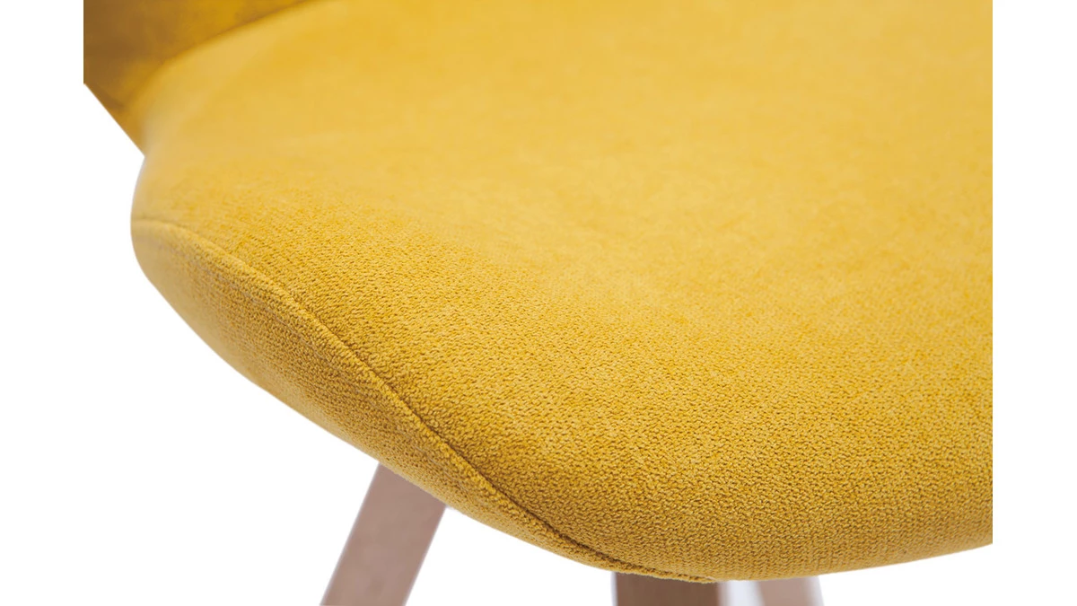 Chaise Scandinave En Tissu Effet Velours Jaune Moutarde Et Bois Clair Massif ANYA 7 Chaise Scandinave En Tissu Effet Velours Jaune Moutarde Et Bois Clair Massif ANYA – Image 5