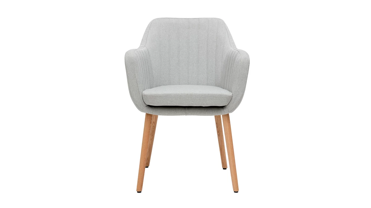 Chaise Scandinave En Tissu Gris Clair Et Bois Clair Chêne Massif ALEYNA 3 Chaise Scandinave En Tissu Gris Clair Et Bois Clair Chêne Massif ALEYNA