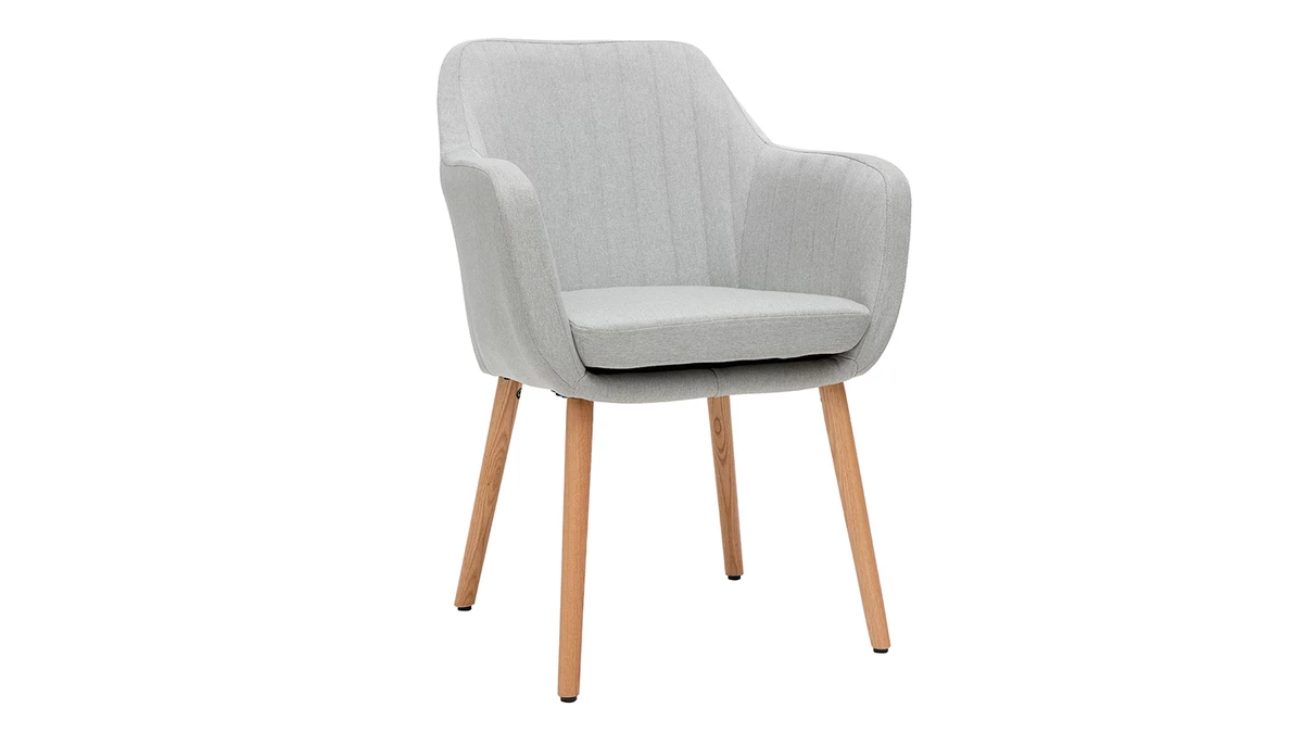 Chaise Scandinave En Tissu Gris Clair Et Bois Clair Chêne Massif ALEYNA 4 Chaise Scandinave En Tissu Gris Clair Et Bois Clair Chêne Massif ALEYNA – Image 2