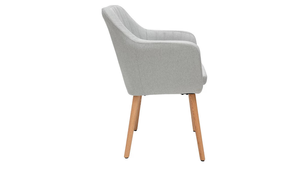 Chaise Scandinave En Tissu Gris Clair Et Bois Clair Chêne Massif ALEYNA 5 Chaise Scandinave En Tissu Gris Clair Et Bois Clair Chêne Massif ALEYNA – Image 3