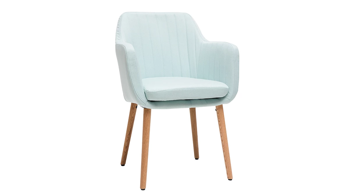 Chaise Scandinave En Tissu Menthe à L'eau Et Bois Clair Massif ALEYNA 4 Chaise Scandinave En Tissu Menthe à L'eau Et Bois Clair Massif ALEYNA – Image 2
