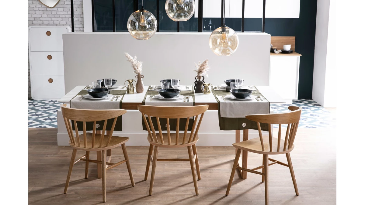 Chaises à Barreaux Bois Clair Chêne (lot De 2) DARIA 9 Chaises à Barreaux Bois Clair Chêne (lot De 2) DARIA – Image 7