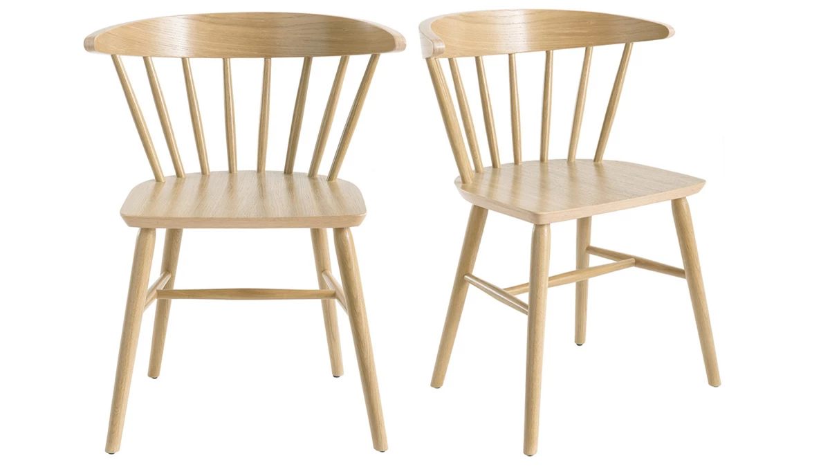 Chaises à Barreaux Bois Clair Chêne (lot De 2) DARIA 3 Chaises à Barreaux Bois Clair Chêne (lot De 2) DARIA