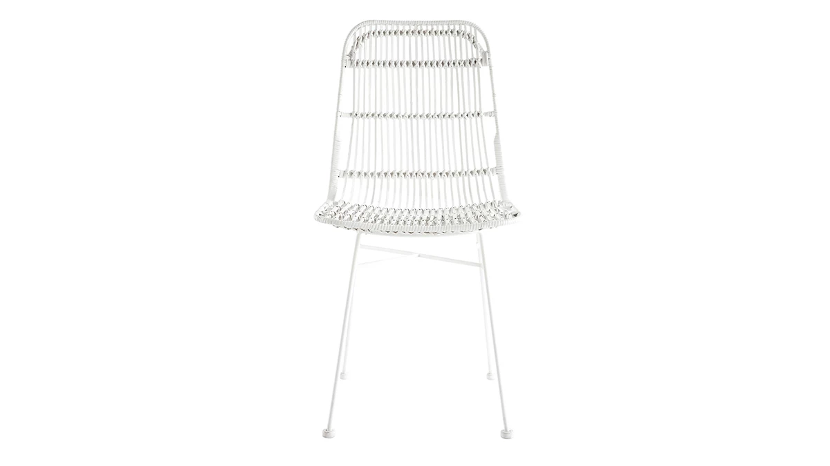 Chaises Blanches En Rotin Et Métal (lot De 2) MALACCA - Miliboo & Stéphane Plaza 4 Chaises Blanches En Rotin Et Métal (lot De 2) MALACCA - Miliboo & Stéphane Plaza – Image 2