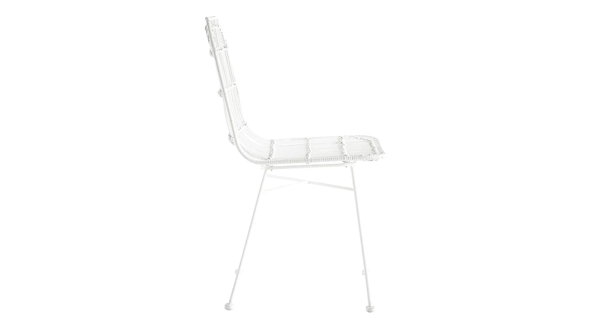 Chaises Blanches En Rotin Et Métal (lot De 2) MALACCA - Miliboo & Stéphane Plaza 6 Chaises Blanches En Rotin Et Métal (lot De 2) MALACCA - Miliboo & Stéphane Plaza – Image 4
