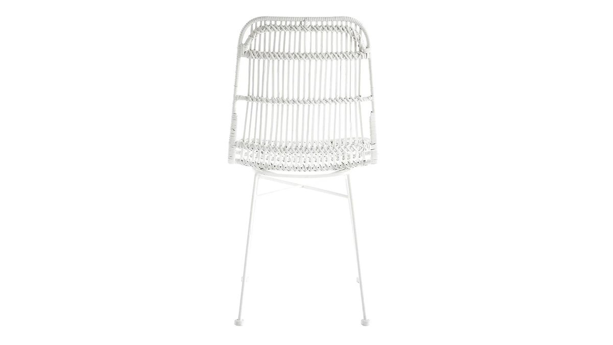Chaises Blanches En Rotin Et Métal (lot De 2) MALACCA - Miliboo & Stéphane Plaza 7 Chaises Blanches En Rotin Et Métal (lot De 2) MALACCA - Miliboo & Stéphane Plaza – Image 5