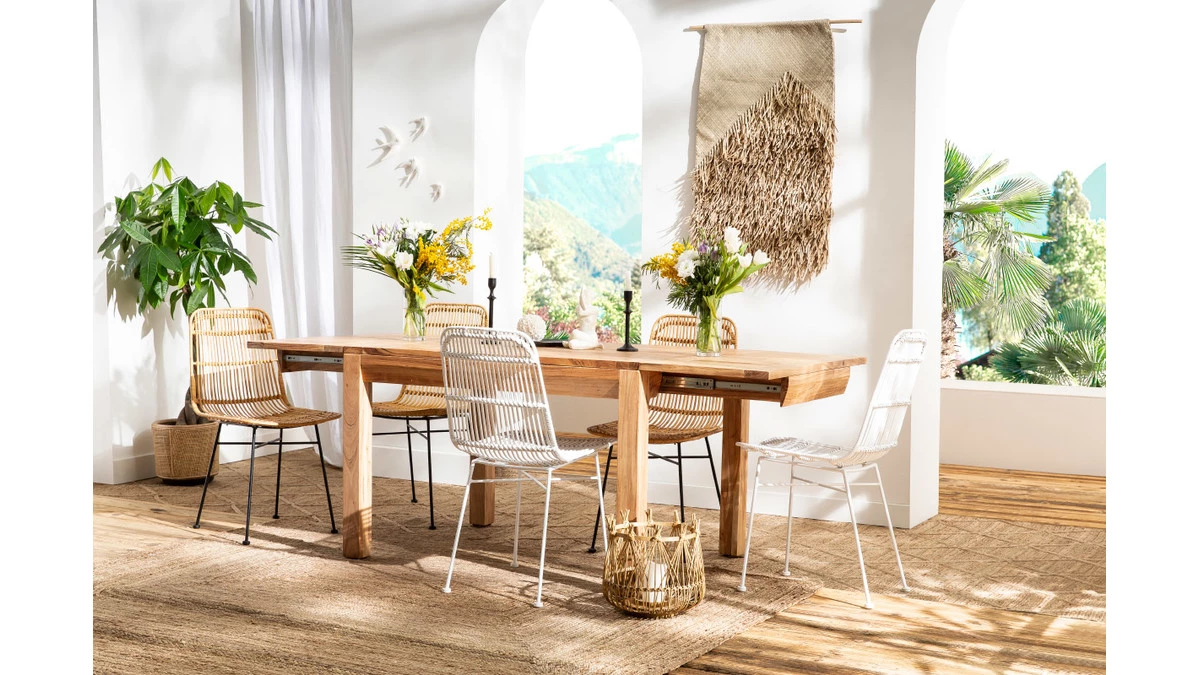 Chaises Blanches En Rotin Et Métal (lot De 2) MALACCA - Miliboo & Stéphane Plaza 9 Chaises Blanches En Rotin Et Métal (lot De 2) MALACCA - Miliboo & Stéphane Plaza – Image 7