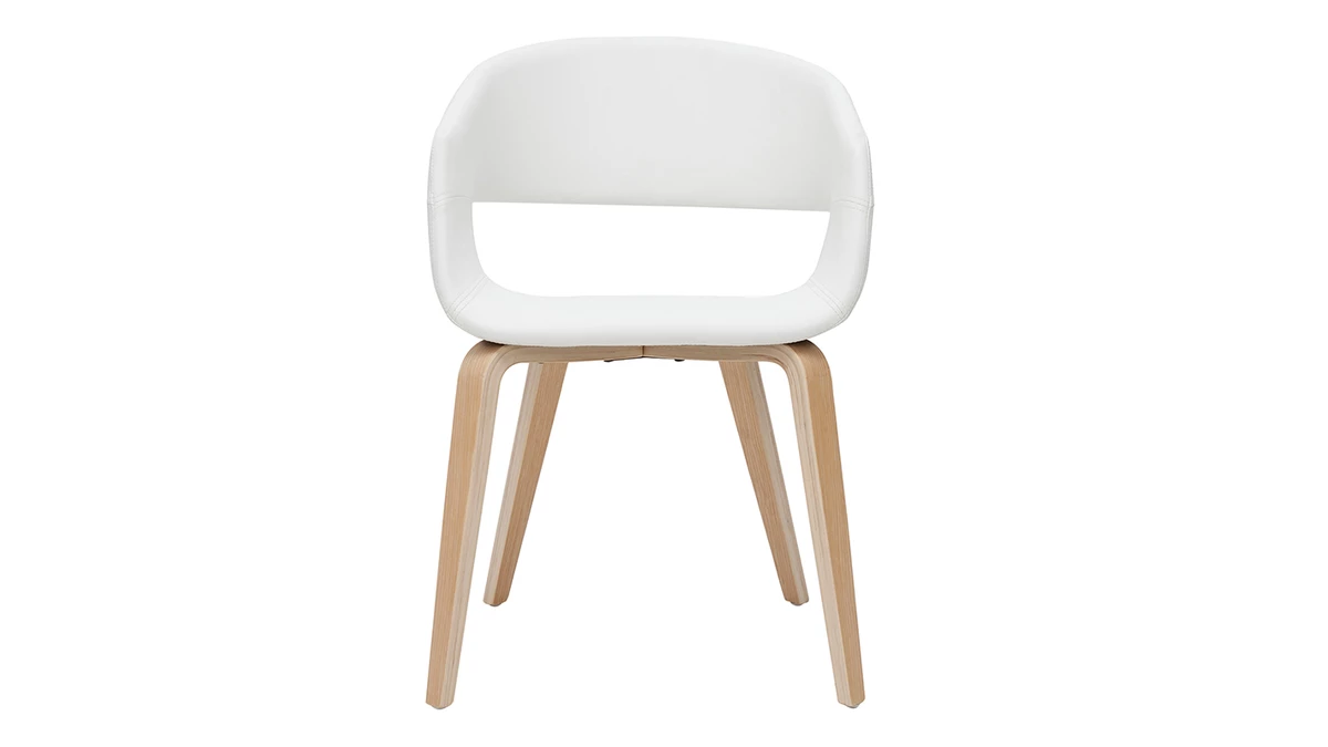 Chaises Design Blanc Et Bois Clair (lot De 2) SLAM 4 Chaises Design Blanc Et Bois Clair (lot De 2) SLAM – Image 2