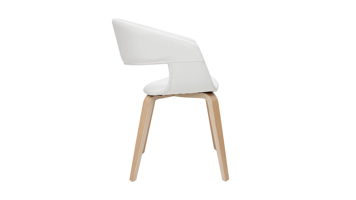 Chaises Design Blanc Et Bois Clair (lot De 2) SLAM 6 Chaises Design Blanc Et Bois Clair (lot De 2) SLAM – Image 4