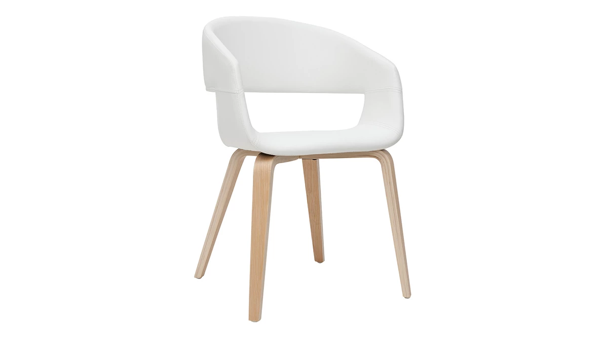 Chaises Design Blanc Et Bois Clair (lot De 2) SLAM 5 Chaises Design Blanc Et Bois Clair (lot De 2) SLAM – Image 3