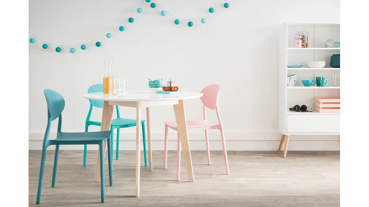 Chaises Design Empilables Bleu Canard (lot De 2) ANNA 9 Chaises Design Empilables Bleu Canard (lot De 2) ANNA – Image 7