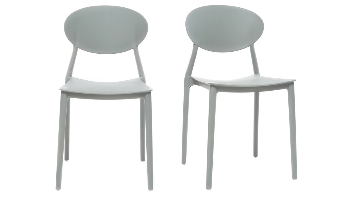 Chaises Design Empilables Grises (lot De 2) ANNA 3 Chaises Design Empilables Grises (lot De 2) ANNA