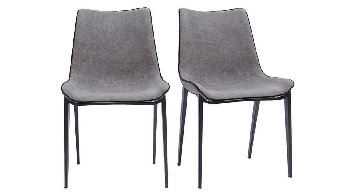 Chaises Design En Tissu Effet Velours Gris Et Métal Noir (lot De 2) BLAZE 3 Chaises Design En Tissu Effet Velours Gris Et Métal Noir (lot De 2) BLAZE