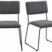 Chaises Design En Tissu Gris Et Métal Noir (lot De 2) FLORE