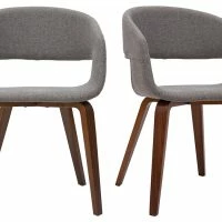 Chaises Design En Tissu Gris Et Pieds En Bois Foncé Noyer (lot De 2) SLAM