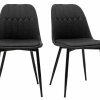 Chaises Design En Tissu Gris Foncé Et Métal Noir (lot De 2) FUSE