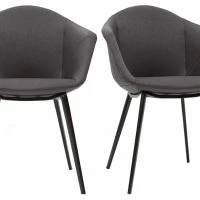 Chaises Design En Tissu Gris Foncé Et Métal Noir (lot De 2) TAYA