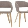 Chaises Design En Tissu Taupe Et Bois Clair Chêne (lot De 2) SLAM