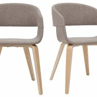 Chaises Design En Tissu Taupe Et Bois Clair Chêne (lot De 2) SLAM