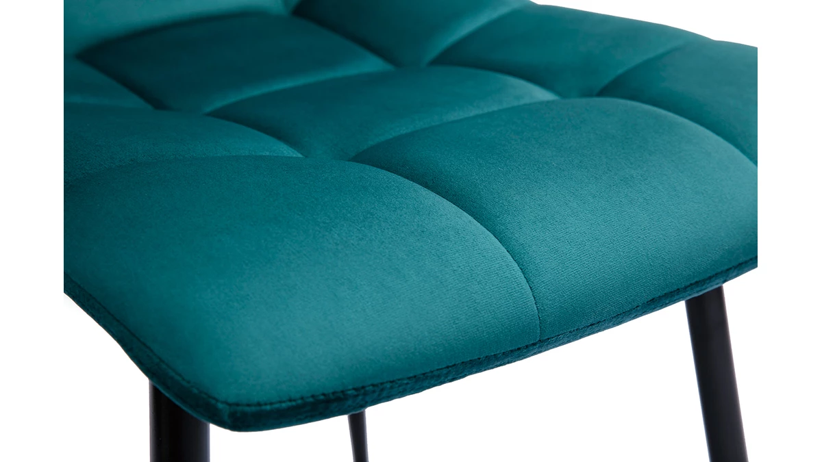 Chaises Design En Tissu Velours Bleu Canard Et Métal Noir (lot De 2) MAXWELL 8 Chaises Design En Tissu Velours Bleu Canard Et Métal Noir (lot De 2) MAXWELL – Image 6