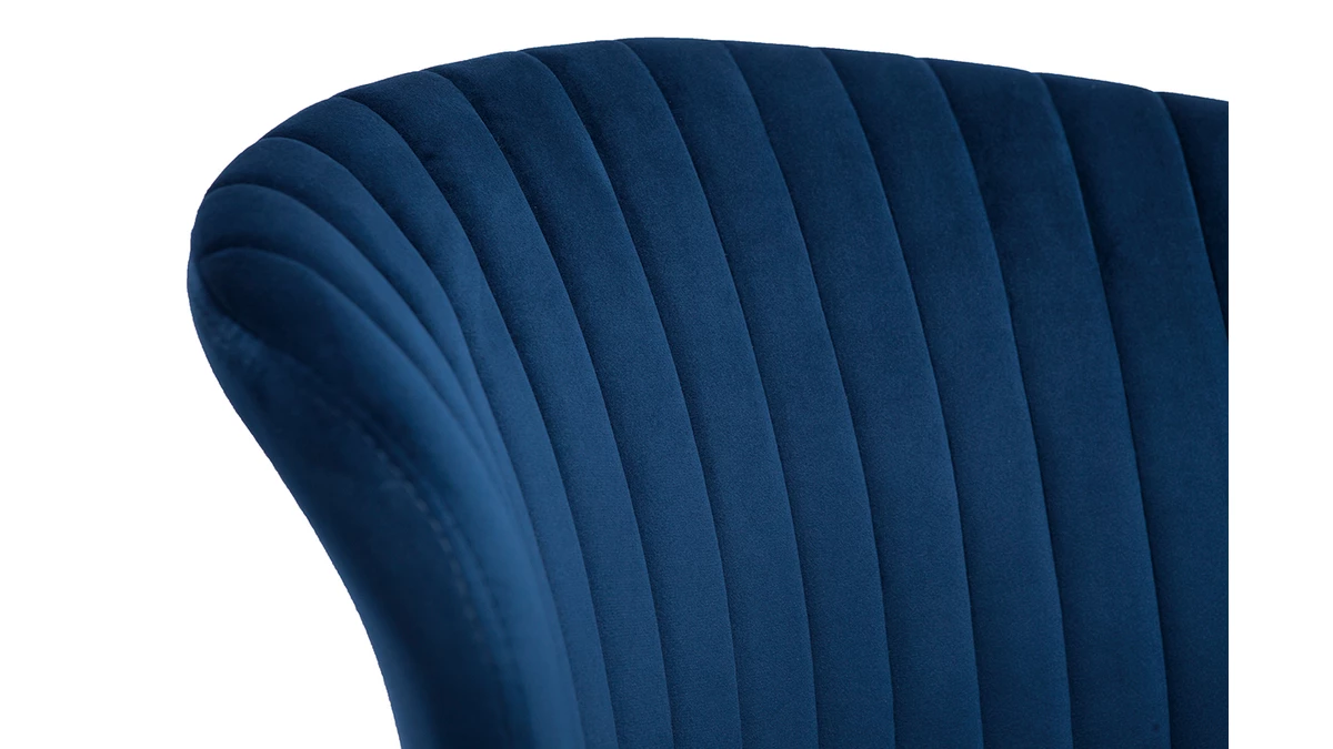 Chaises Design En Tissu Velours Bleu Et Métal Noir (lot De 2) KAYEL 8 Chaises Design En Tissu Velours Bleu Et Métal Noir (lot De 2) KAYEL – Image 6