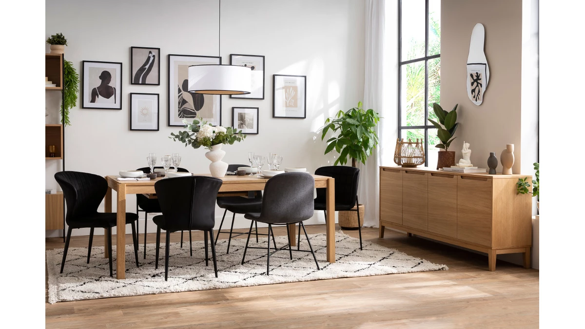 Chaises Design En Tissu Velours Bleu Et Métal Noir (lot De 2) KAYEL 9 Chaises Design En Tissu Velours Bleu Et Métal Noir (lot De 2) KAYEL – Image 7