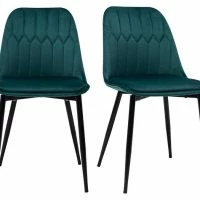 Chaises Design En Tissu Velours Bleu Pétrole Et Métal Noir (lot De 2) FUSE