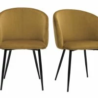 Chaises Design En Tissu Velours Bronze Et Métal Noir (lot De 2) VANITY