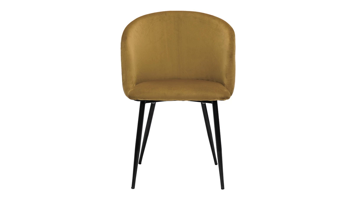 Chaises Design En Tissu Velours Bronze Et Métal Noir (lot De 2) VANITY 4 Chaises Design En Tissu Velours Bronze Et Métal Noir (lot De 2) VANITY – Image 2