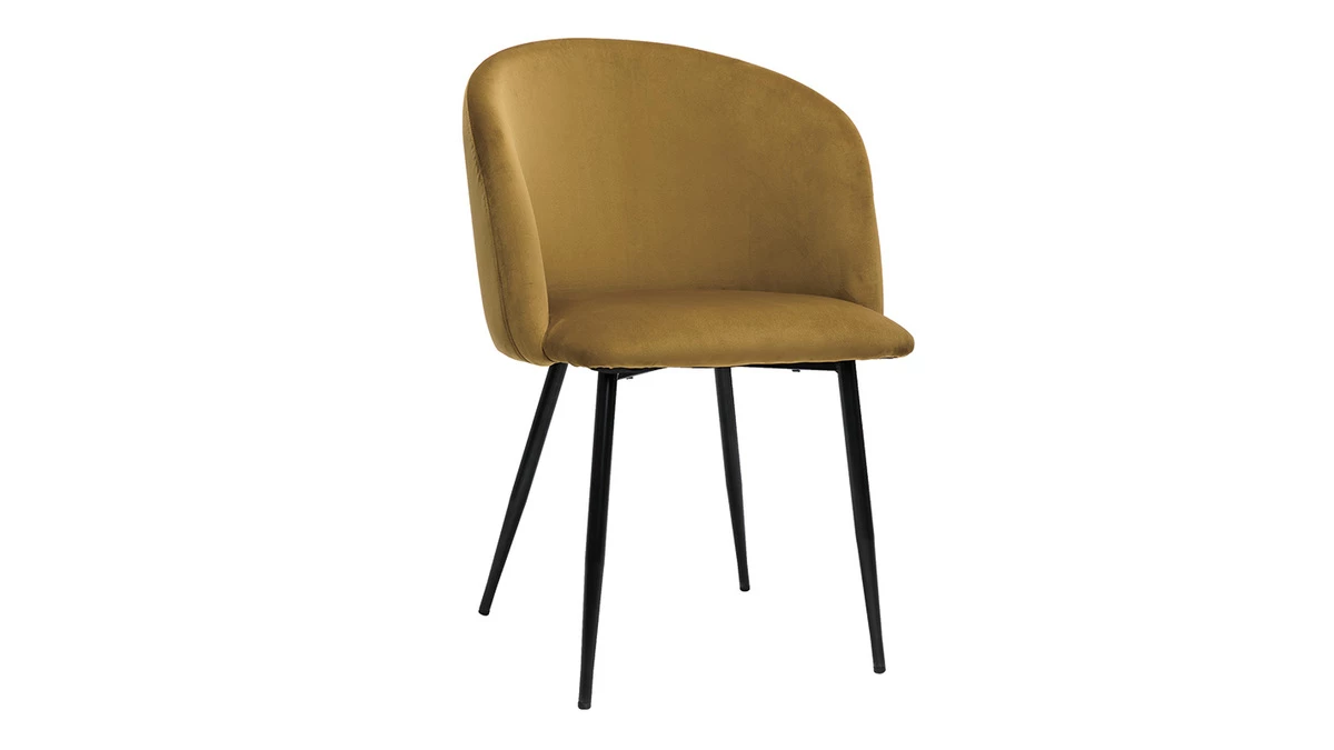 Chaises Design En Tissu Velours Bronze Et Métal Noir (lot De 2) VANITY 5 Chaises Design En Tissu Velours Bronze Et Métal Noir (lot De 2) VANITY – Image 3