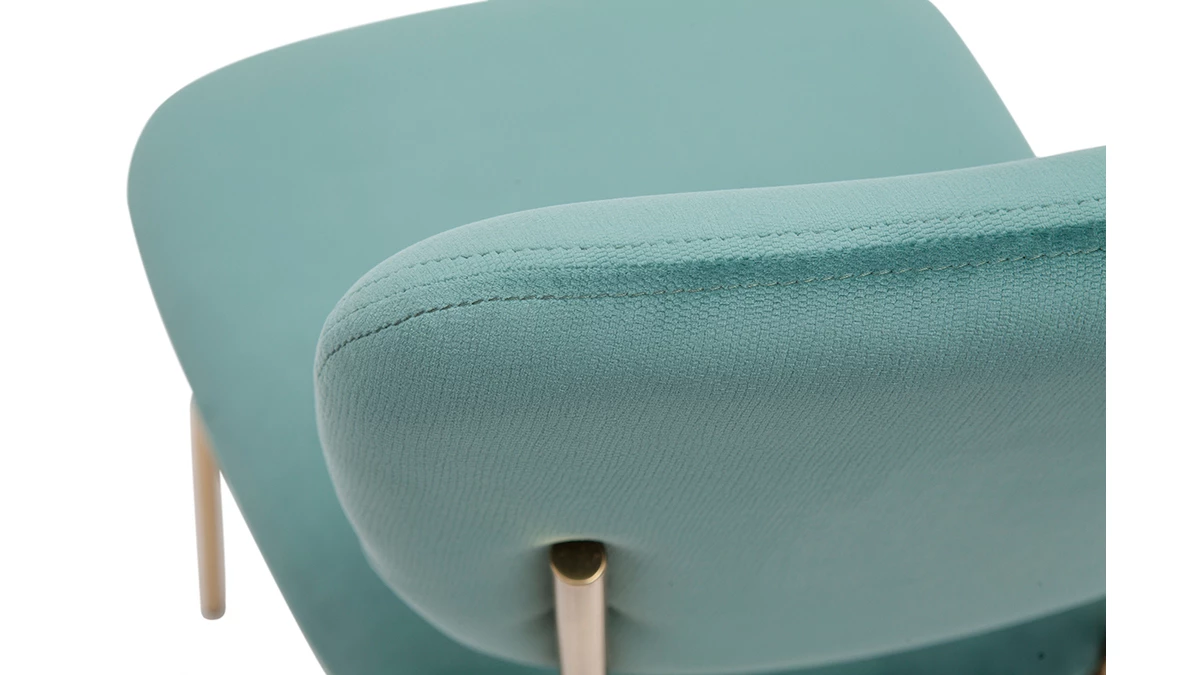 Chaises Design En Tissu Velours Gaufré Vert Céladon Et Métal Doré (lot De 2) LEPIDUS 8 Chaises Design En Tissu Velours Gaufré Vert Céladon Et Métal Doré (lot De 2) LEPIDUS – Image 6