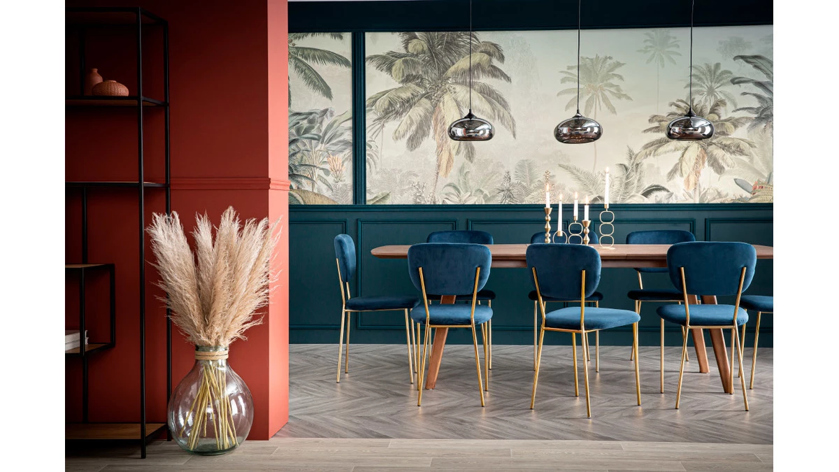 Chaises Design En Tissu Velours Gaufré Vert Céladon Et Métal Doré (lot De 2) LEPIDUS 9 Chaises Design En Tissu Velours Gaufré Vert Céladon Et Métal Doré (lot De 2) LEPIDUS – Image 7