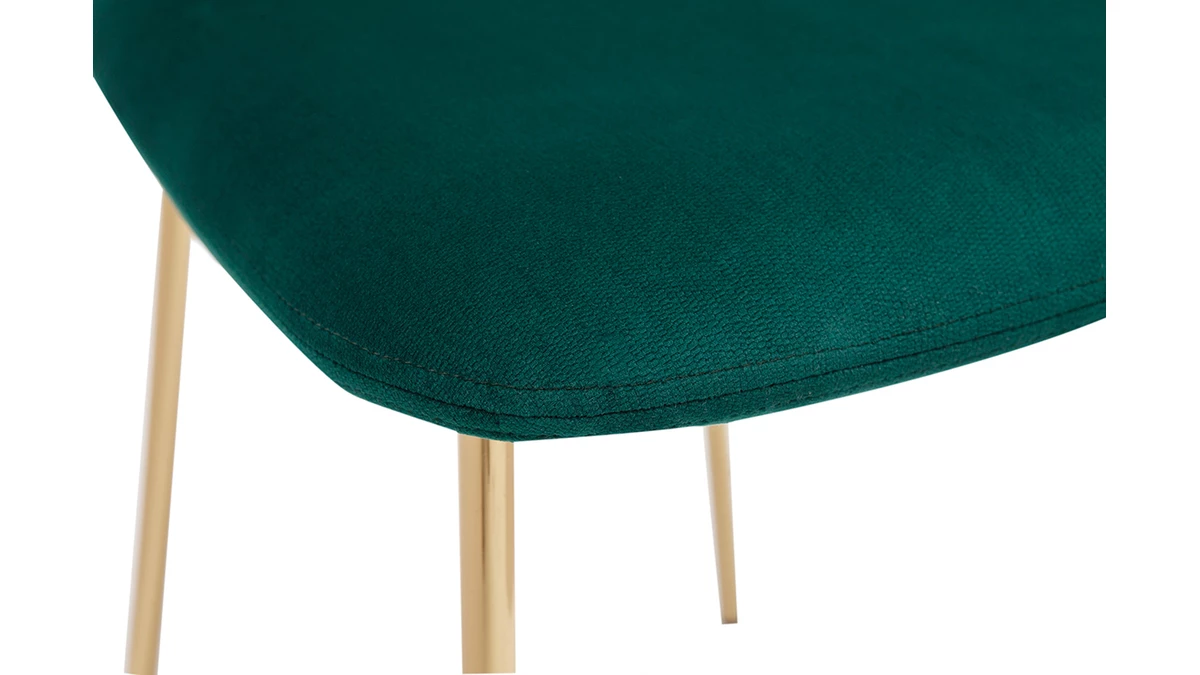 Chaises Design En Tissu Velours Gaufré Vert Foncé Et Métal Doré (lot De 2) LEPIDUS 8 Chaises Design En Tissu Velours Gaufré Vert Foncé Et Métal Doré (lot De 2) LEPIDUS – Image 6