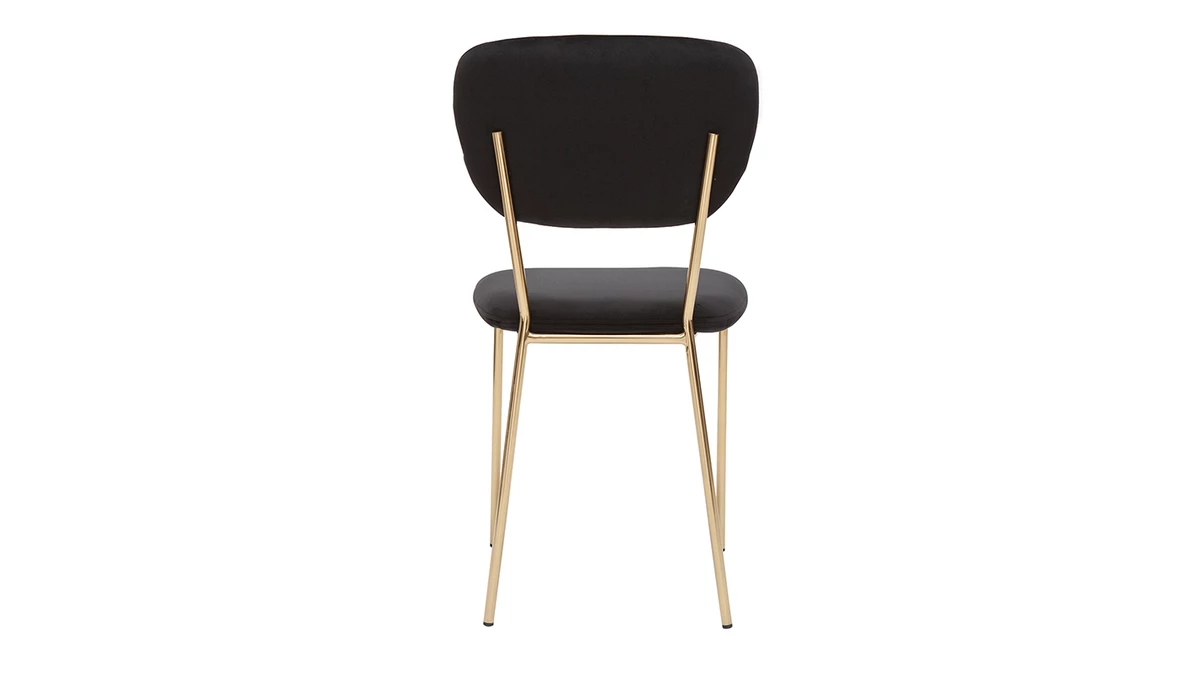 Chaises Design En Tissu Velours Noir Et Métal Doré (lot De 2) LEPIDUS 7 Chaises Design En Tissu Velours Noir Et Métal Doré (lot De 2) LEPIDUS – Image 5