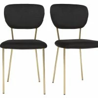 Chaises Design En Tissu Velours Noir Et Métal Doré (lot De 2) LEPIDUS
