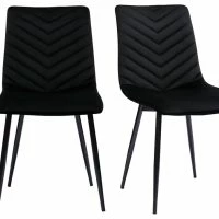Chaises Design En Tissu Velours Noir Et Métal Noir (lot De 2) PUMPKIN