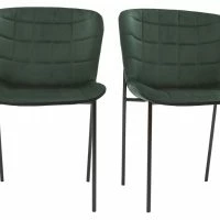 Chaises Design En Tissu Velours Vert Foncé Et Métal Noir (lot De 2) SAIGA